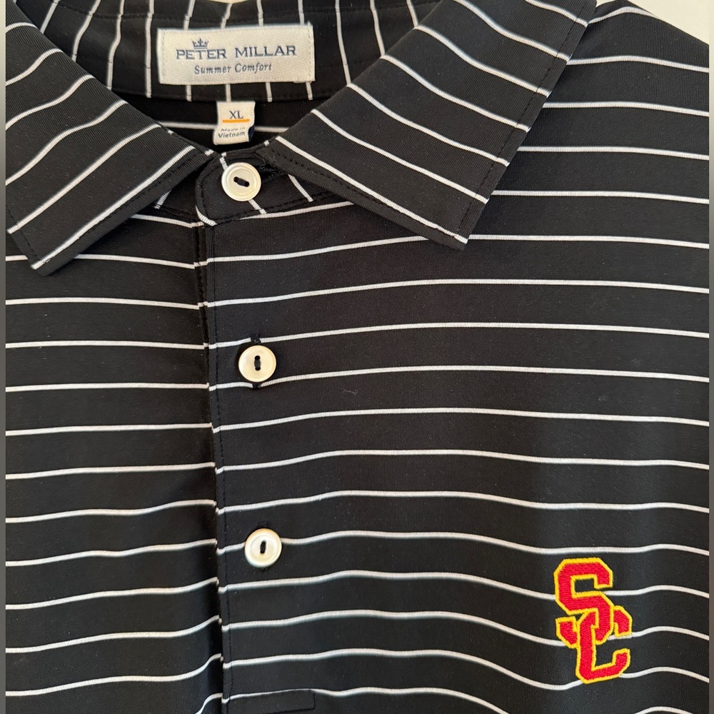 Peter Millar Black and White USC Trojans Polo Shirt